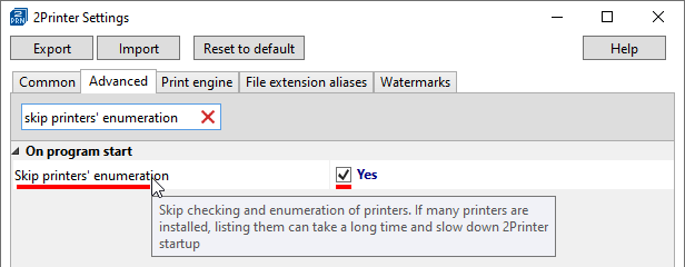 Skip listing of printers in 2Printer