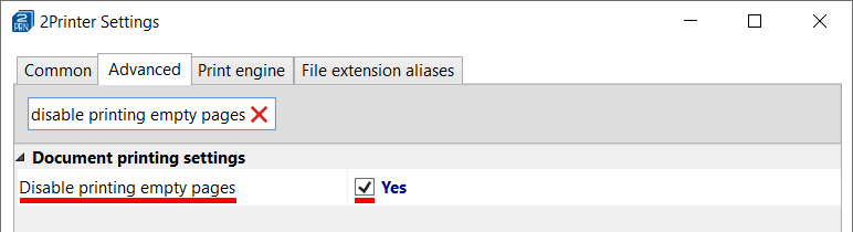 Disable printing blank pages