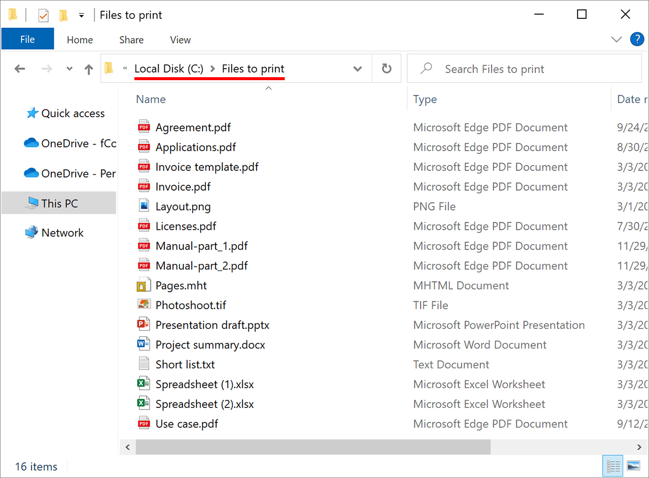 Locate all files in one folder