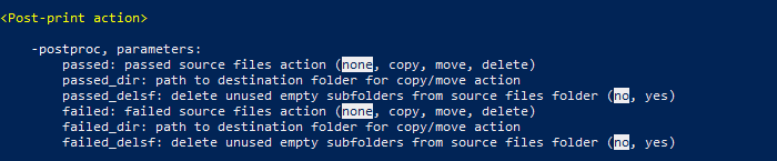 Move, copy, or delete printed (or not printed) files with post-print action