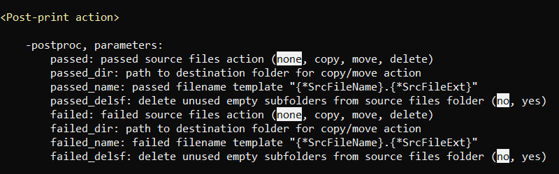 Move, copy, or delete printed (or not printed) files with post-print action