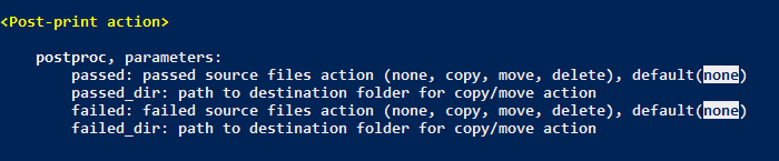 Move, copy, or delete printed (or not printed) files with post-print action