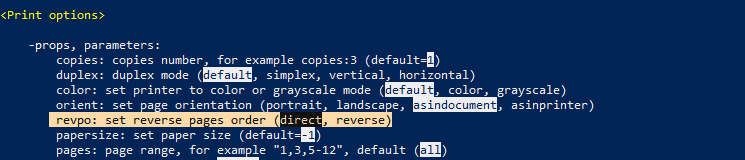 Print multipage documents in direct or reverse order